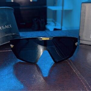 Versace Black and Gold Shield Sunglasses